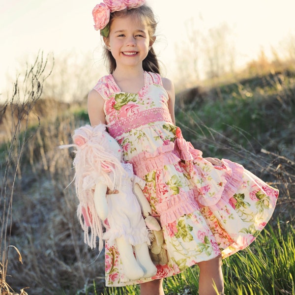 Juliette Sweetheart Neck Reverse Knot Girl's Tiered Dress Instant Download PDF Sewing Pattern,  Sz 6-12 M to 8