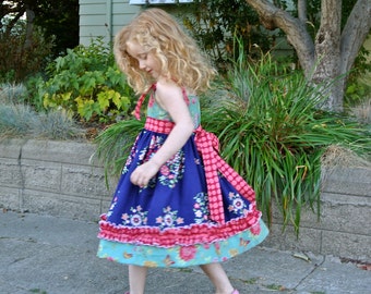 Easy Girl's "No Buttonhole" Knot Dress or Top Instant Download PDF Sewing Pattern and Tutorial, 6-12 M to 8