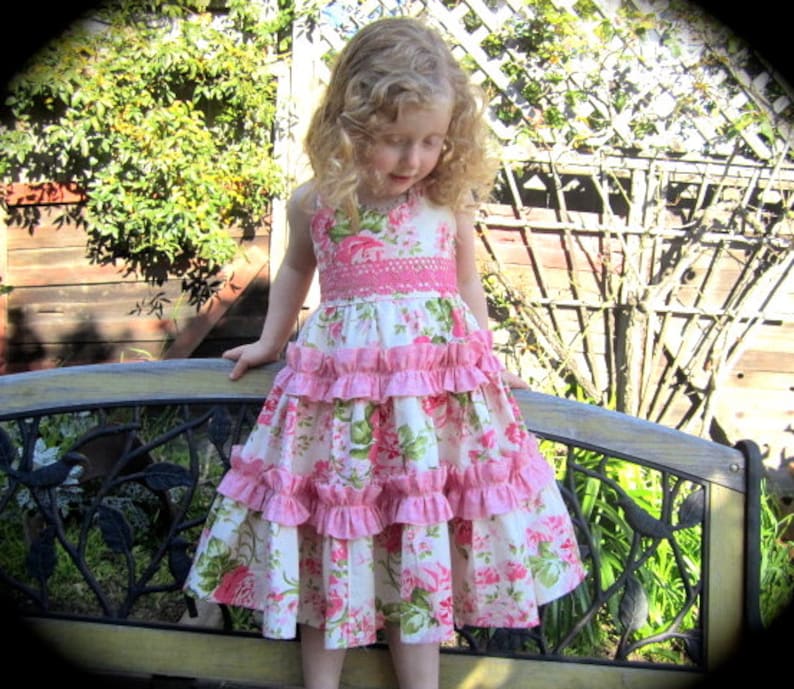 Juliette Sweetheart Neck Reverse Knot Girl's Tiered Ruffle Dress Instant Download PDF Sewing Pattern, 6-12 M to 8 image 4