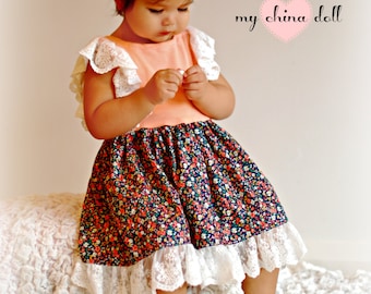 Buttercup High Low Knit Girls Flutter Top PDF Sewing Pattern