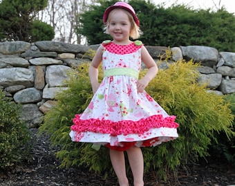 Instant Download PDF Sewing Pattern Ruby Sue Round Neck Retro Style Dress, Sz 6-12M to Girls 12