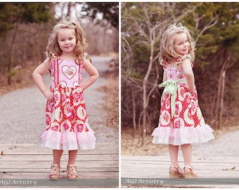 Dreamweaver Girls' Flutter Sleeve Princess Dress Instant Download PDF Sewing Pattern, Sizes 3-6m to 10