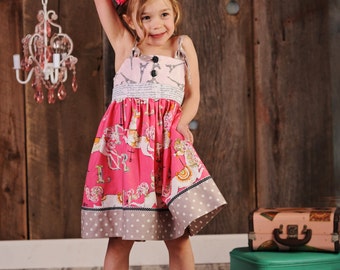 Instant Download PDF Sewing Pattern Easy Girl's "No Buttonhole" Knot Dress or Top, 6-12 M to 8