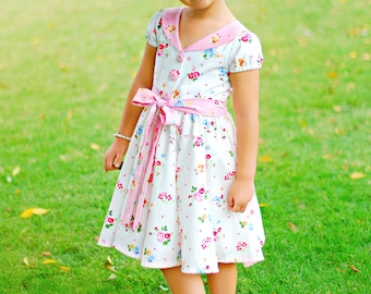 Audrey Retro Style GIRL & DOLL Dress Sz 6-12m to 11/12  PDF Sewing Pattern