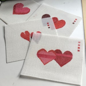 Hearts - Painted Needlepoint Canvas, embroidery, 4 styles