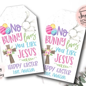 No bunny loves you like jesus Easter Favor Tag, Church Easter Tag, Easter Gift Tags,  Religious Kids Easter Gift Basket Party Favor Tags