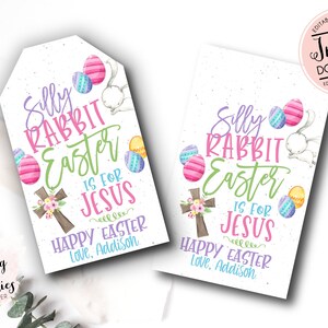 Silly Rabbit Easter is for Jesus Favor Tag, Kirche Ostern Tag, Oster Geschenkanhänger, religiöse Kinder Ostern Party Anhänger, Jesus Ostern Tag