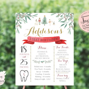 Nutcracker Milestone poster, nutcracker first birthday, Nutcracker about me chalkboard, edit yourself instant, sugar plum fairy milestone