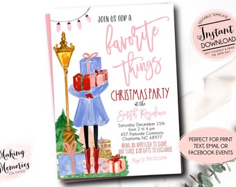 Favorite Things Christmas invitation, Girls Christmas invitation, favorite things Christmas invites, exchange party, ladies Christmas fun