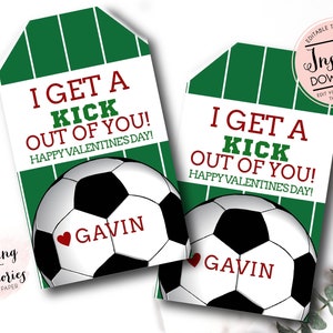 Soccer Valentine Cards, Sports Valentines Day Cards, I get a kick out of you Valentine, personalized school sports valentines, edit yourself