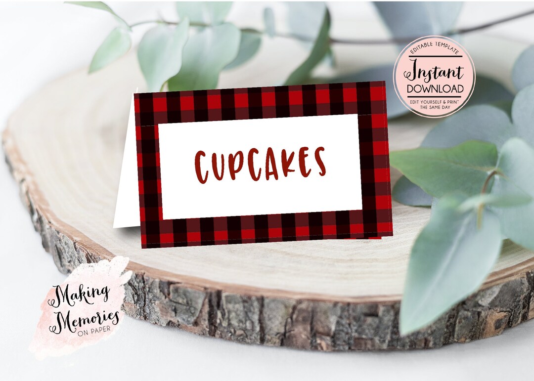 Buffalo Plaid Food Tent Cards Plaid Place Setting Plaid Food - Etsy