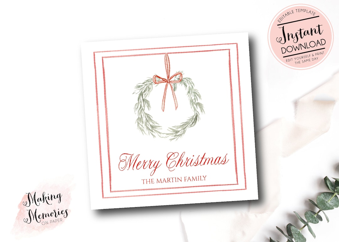 Christmas Enclosure Card, Christmas Calling Card, Personalized