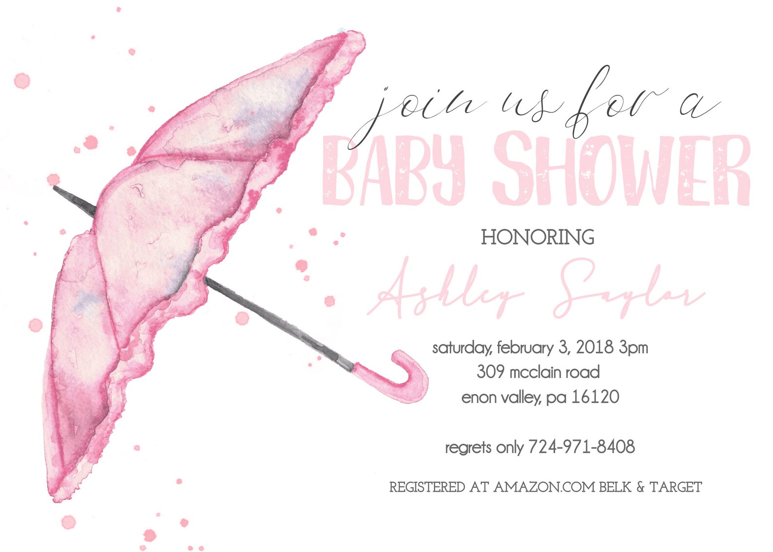 Sprinkle Baby Shower Invitation Umbrella Baby Invitation Etsy