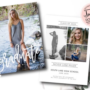 Graduation Announcement, Graduation Invitation, Modern Graduation Invitation, Printable Graduation, INSTANT DOWNLOAD, Editable Template