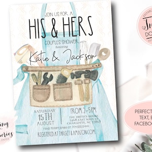His and hers couples shower invitation, Editable Couples Shower Invitation, Honey Do Shower invite, grooms shower invite, tool shower invite