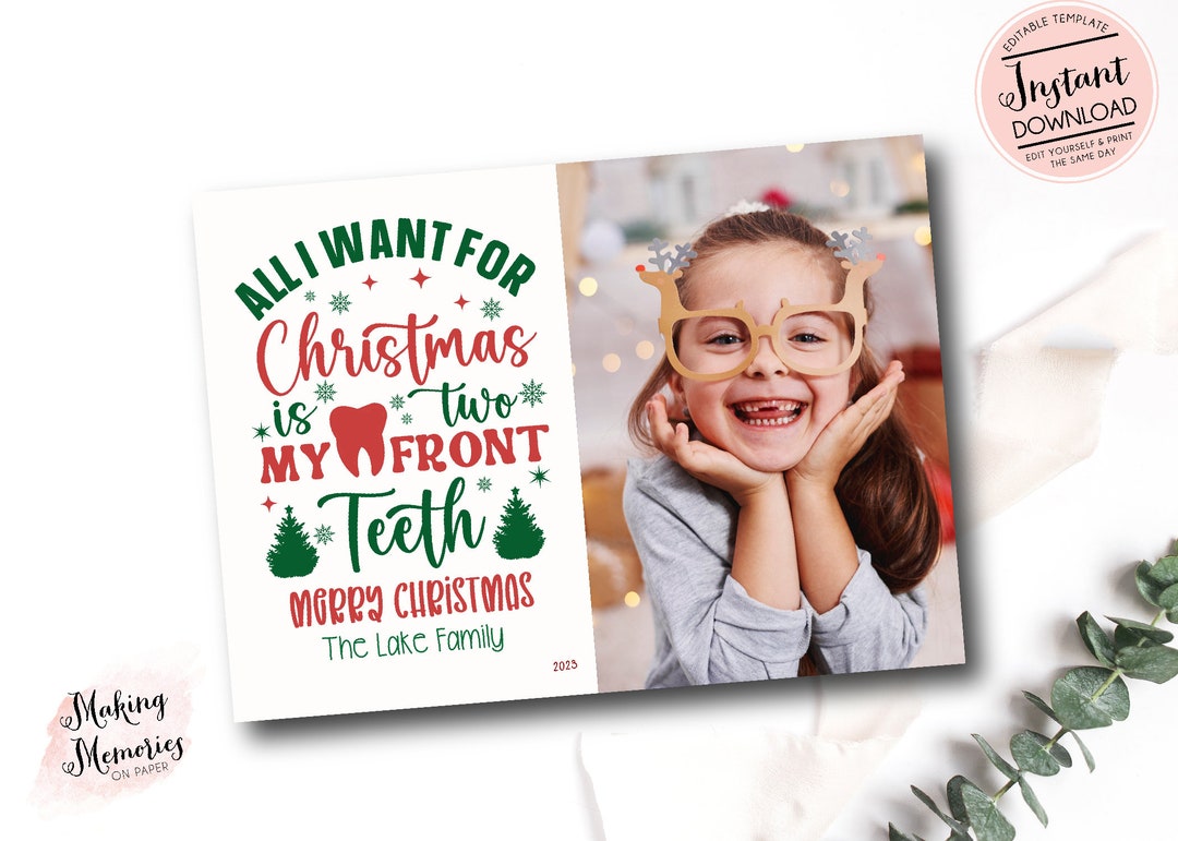 Two Front Teeth Christmas Card 