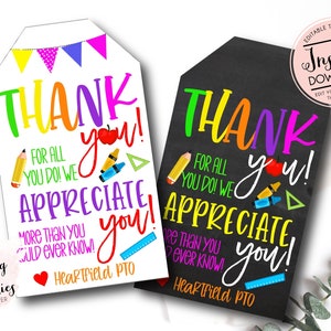Teacher Appreciation Week, Printable Teacher tag,  Teacher favor tag, School, staff, pto, pta, editable template, Printable Teacher