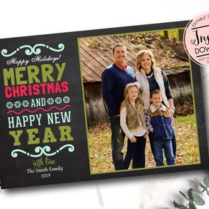 Rustic Photo Christmas Card Printable Invitation, Christmas Photo Card ...