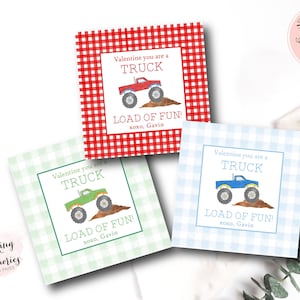 Druckbare Monstertruck Valentinstag Karte, Monstertruck Valentinstag Geschenkanhänger, LKW Valentinstag Karte, Schule Valentinstag, Junge Valentinstag, Vorschule