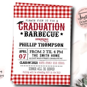Graduation BBQ Birthday Invitation, Graduation Party Invite, Graduation Barbecue Invite, backyard BBQ, Edit yourself instant download