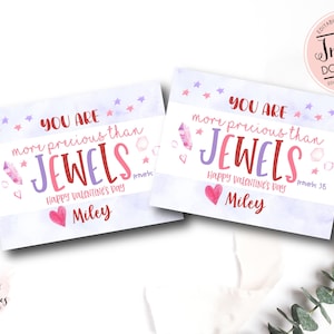 Eres más precioso que la etiqueta de regalo de las joyas, las etiquetas de regalo de las Escrituras, la etiqueta de regalo de la Escuela Dominical, eres la joya de un amigo ring pop, school Valentine