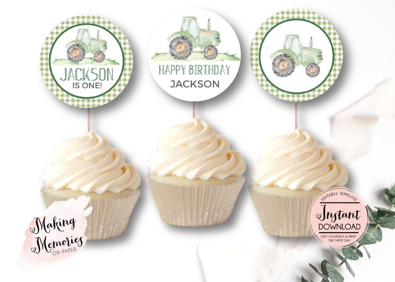 green Tractor Birthday invitation, farm birthday invitation, Printable Invitation, Tractor birthday,Tractor party, Editable instant download image 2