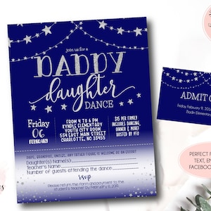 Daddy Daughter Dance Flyer, School Dance Invite, Editable Daddy Daughter Dance Invitation, Star Dance Flyer, Dance invitation template