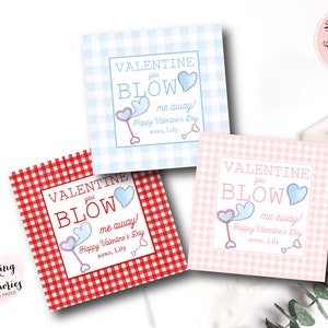Tarjeta de San Valentín de burbujas editables, etiqueta de favor You Blow Me Away, etiqueta de día de San Valentín de burbujas imprimibles, escuela de clase preescolar, niños que no son dulces