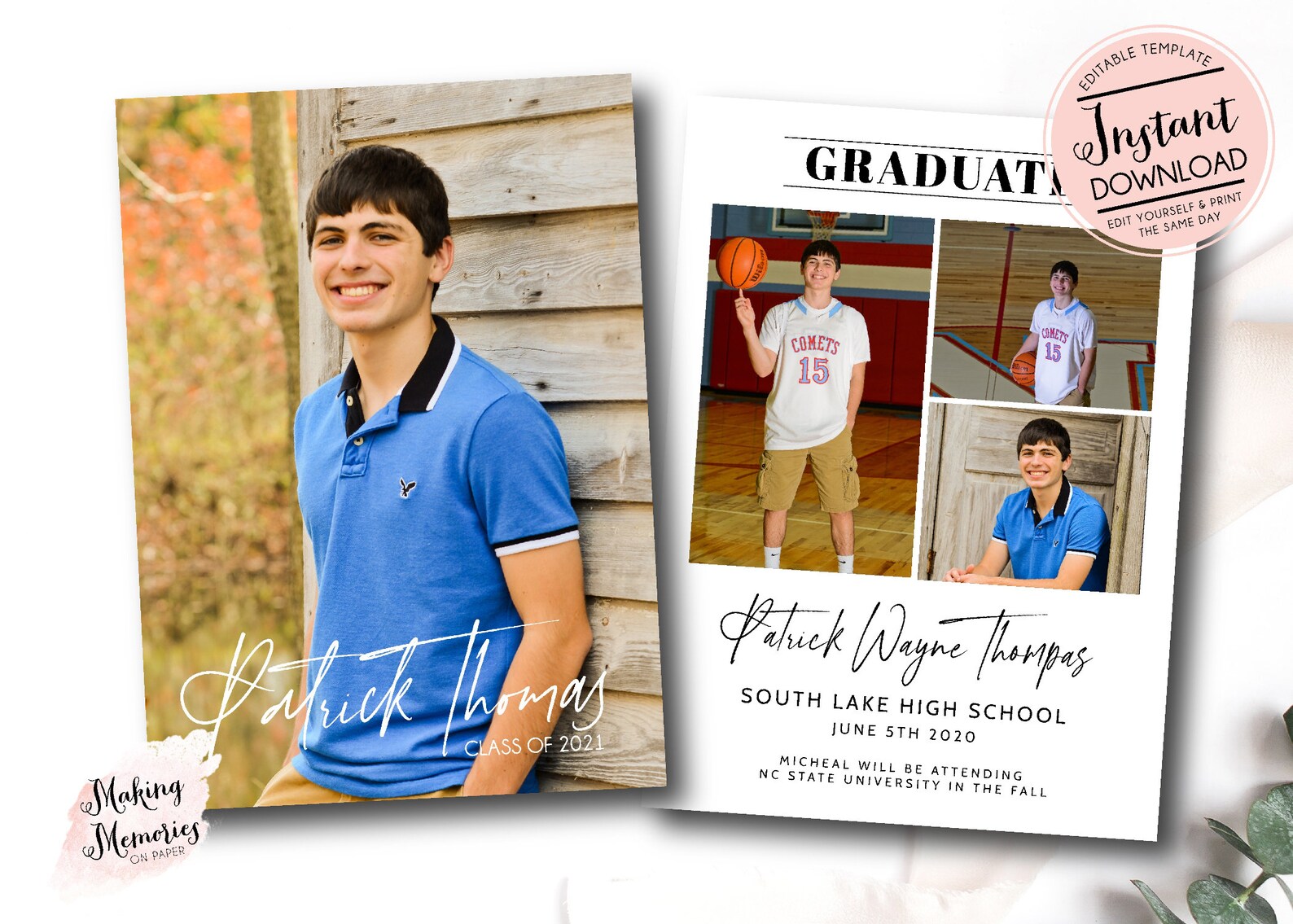 Graduation Announcement Boy Graduation Invitation Boy Etsy
