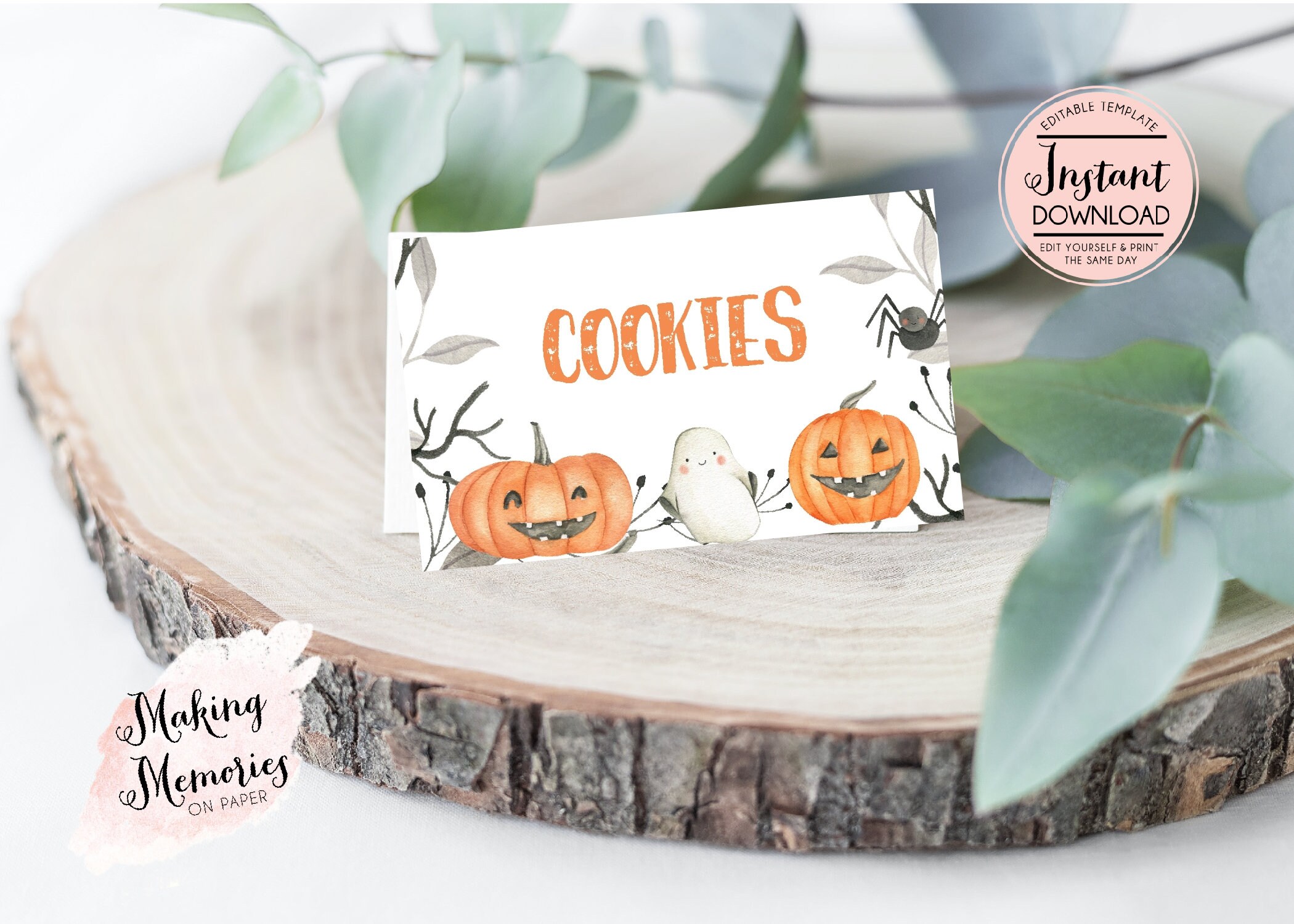 Halloween food tent cards Halloween place settings folded | Etsy