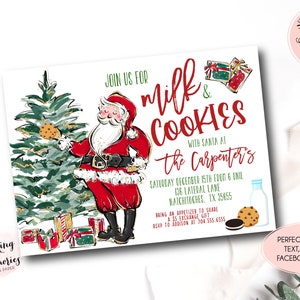 Milk and Cookies Christmas Party Invitation, Milk and Cookies With ...