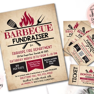 BBQ Fundraiser Flyer, bearbeitbare Boston Butt Fundraiser Einladung, pt pta Church School Charity, Barbecue Fundraiser Vorlage, Geld sammeln
