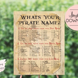 Was ist Ihr Pirat Name INSTANT DOWNLOAD - Pirat Druckbare - Piraten Name Druckbare - Piraten Party Dekor - Piraten Geburtstagsparty
