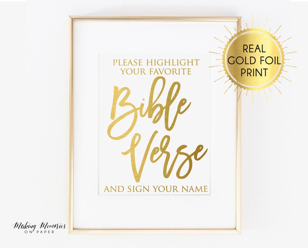 Highlight Your Favorite Verse, Wedding Bible, Wedding Signs, Gold Foil ...