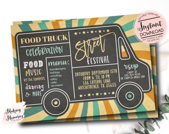 Food Truck Invitation, Food Truck birthday, food truck graduation, Fall Festival Invitation, School fall Festival Invite, church Festival