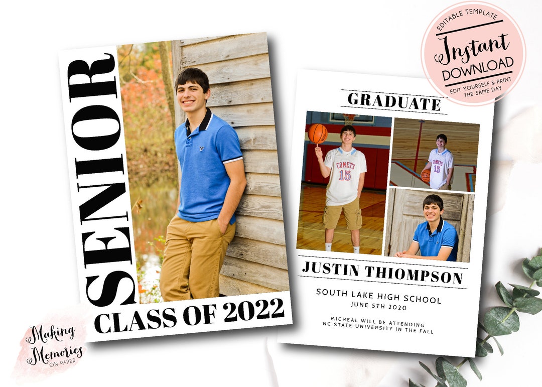 Graduation Announcement, Boy Graduation Invitation, Boy Graduation ...