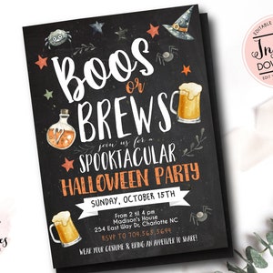 Adult Halloween party, Boos or Booze Invite, Adult Costume Party, Halloween Party Invite, Boo and brews, Halloween Party Invitation, Instant