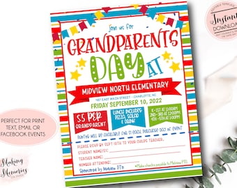 Grandparent Day Flyer, School Grandparents day event, Grandparents day lunch, PTo pta school church fundraiser, grandparents day invite