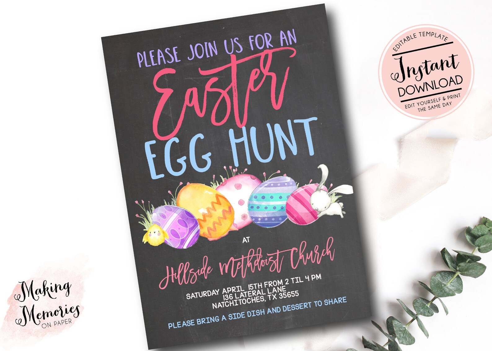 Easter Egg Hunt Invitation Church Easter Egg Hunt Invite - Etsy