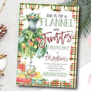 Favorite Things Christmas invitation, Flannel and Favorites Invite, Girls Christmas, favorite things exchange party, ladies Christmas