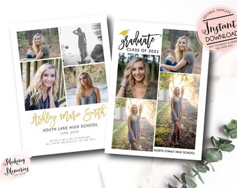 Graduation Announcement, Graduation Invitation, Modern Graduation Invitation, Printable Graduation, INSTANT DOWNLOAD, Editable Template