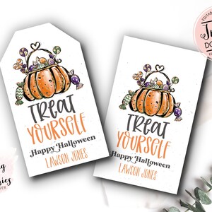 Treat yourself Trick or Treat Halloween Favor Tags, Halloween Tags, Halloween Printable, Trick or Treat favor tag, iNSTANT DOWNLOAD