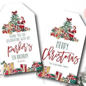 Christmas party favor tags, santa favor tags, christmas gift tags, christmas birthday favors, editable christmas favors, teacher favor tags