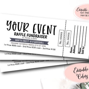 Raffle Ticket Fundraiser, gedruckte Raffle Tickets, bearbeitbare Raffle Tickets, Custom Raffle Ticket, Ticket Perforation, Ticket Nummerierung