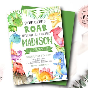 Dinosaur birthday invitation, dinosaur birthday party, dinosaur party, Instant Download, Edit yourself, Template, Printable, Boy Dino Party