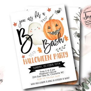Boo Bash invitation, Adult halloween party, Halloween Birthday Party Invite, Pumpkin Birthday, Halloween Party Invitation, Instant download