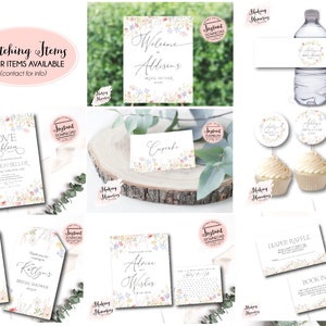 Pu&ograve; includere: Un set di decorazioni per feste di addio al nubilato stampabili con un design floreale con il testo "Love is Blooming" e "Addison Seller". Il set include inviti, topper per cupcake, un cartello di benvenuto, un'etichetta per bottiglia d'acqua, una scheda di lotteria per pannolini, una scheda di libro al posto di, e schede di consigli e desideri.