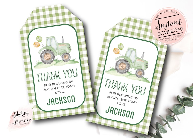 green Tractor Birthday invitation, farm birthday invitation, Printable Invitation, Tractor birthday,Tractor party, Editable instant download image 5
