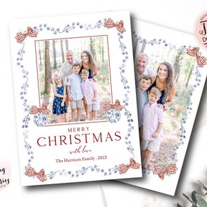 Cartão de Natal com foto Garland, Cartão de Natal Grandmillenial, Cartão de Natal com foto, Cartões de Natal, Natal Heirloom Southern