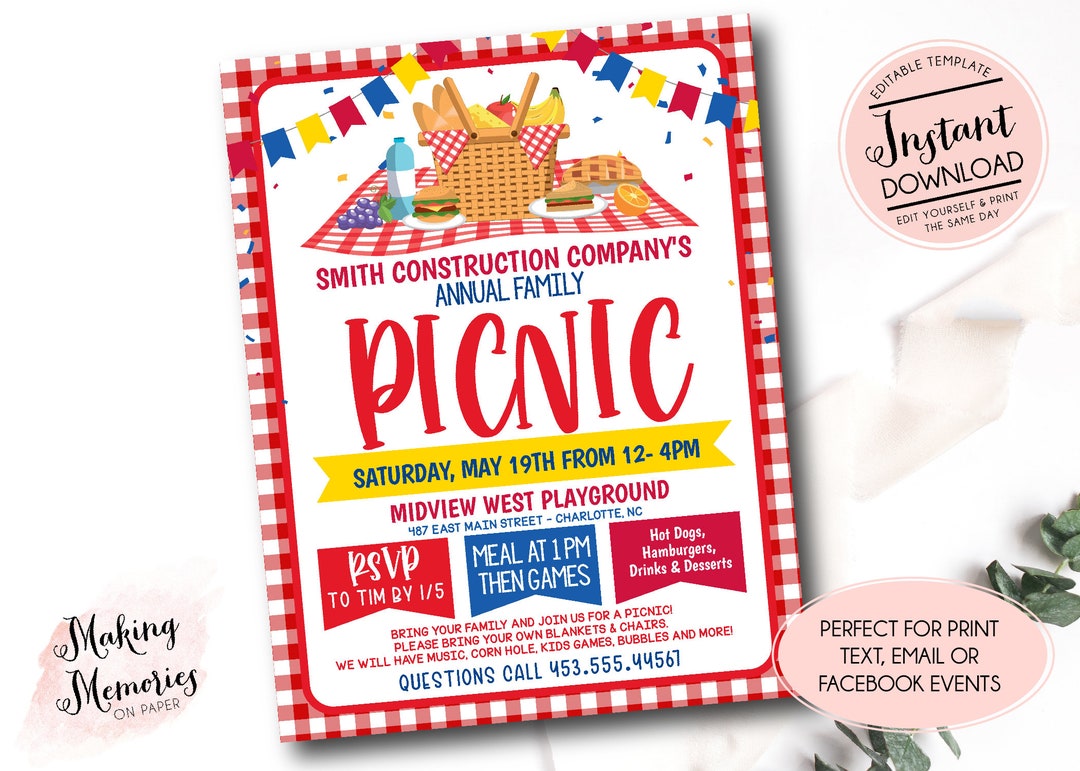 company-picnic-boywithuke-flyer-editable-template